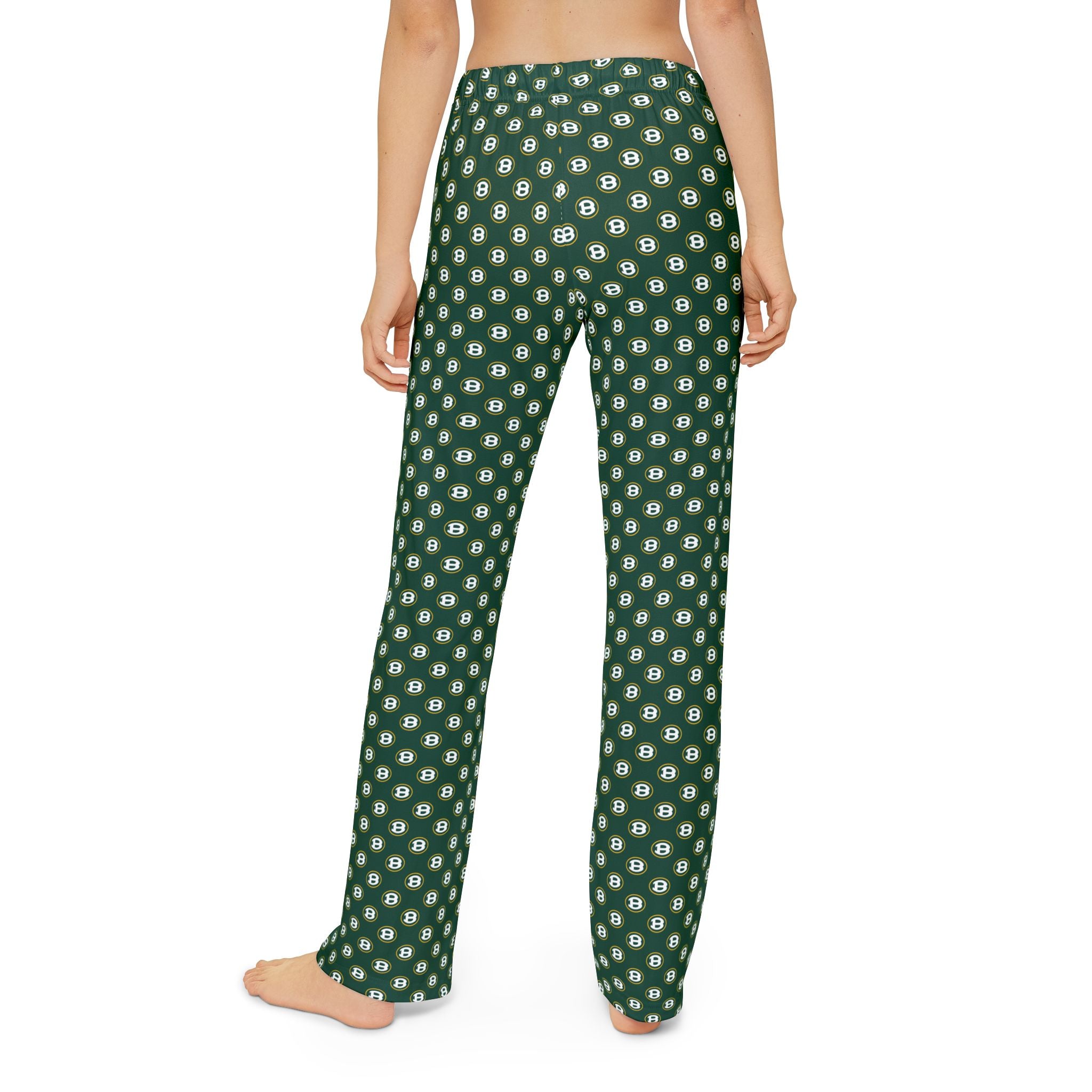 Youth Green Pajama Pants with Allover Brooke Logo Print