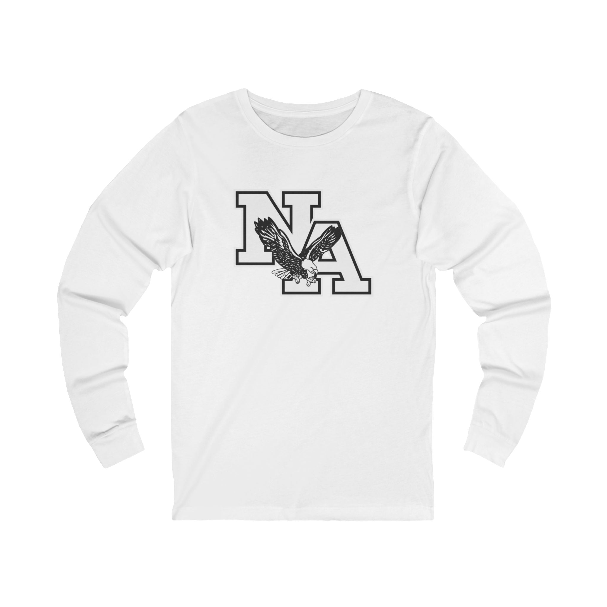 Adult Unisex White/Black Classic NA Logo Graphic Long Sleeve Soft Tee