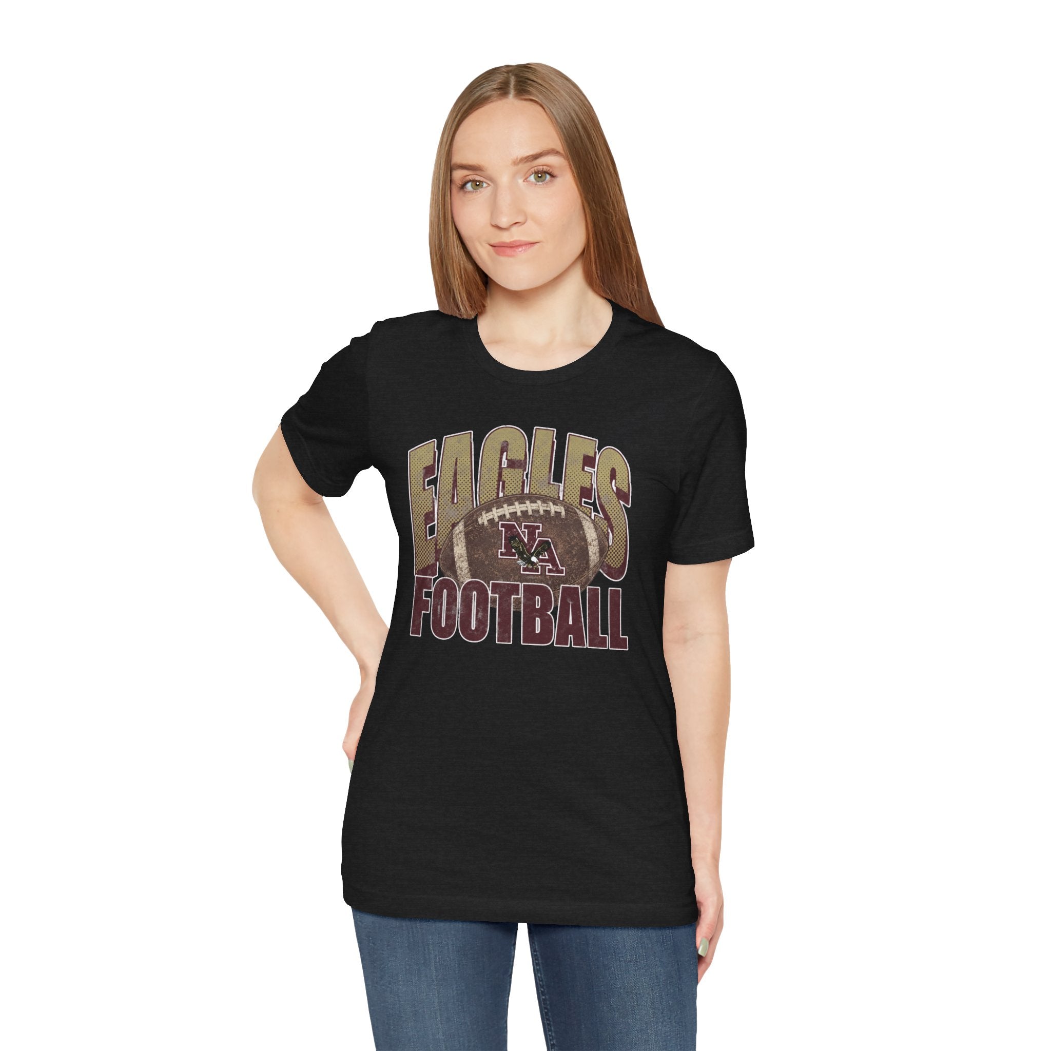 Adult Unisex New Albany First-Down Distressed Football Graphic Short Sleeve Soft Tee