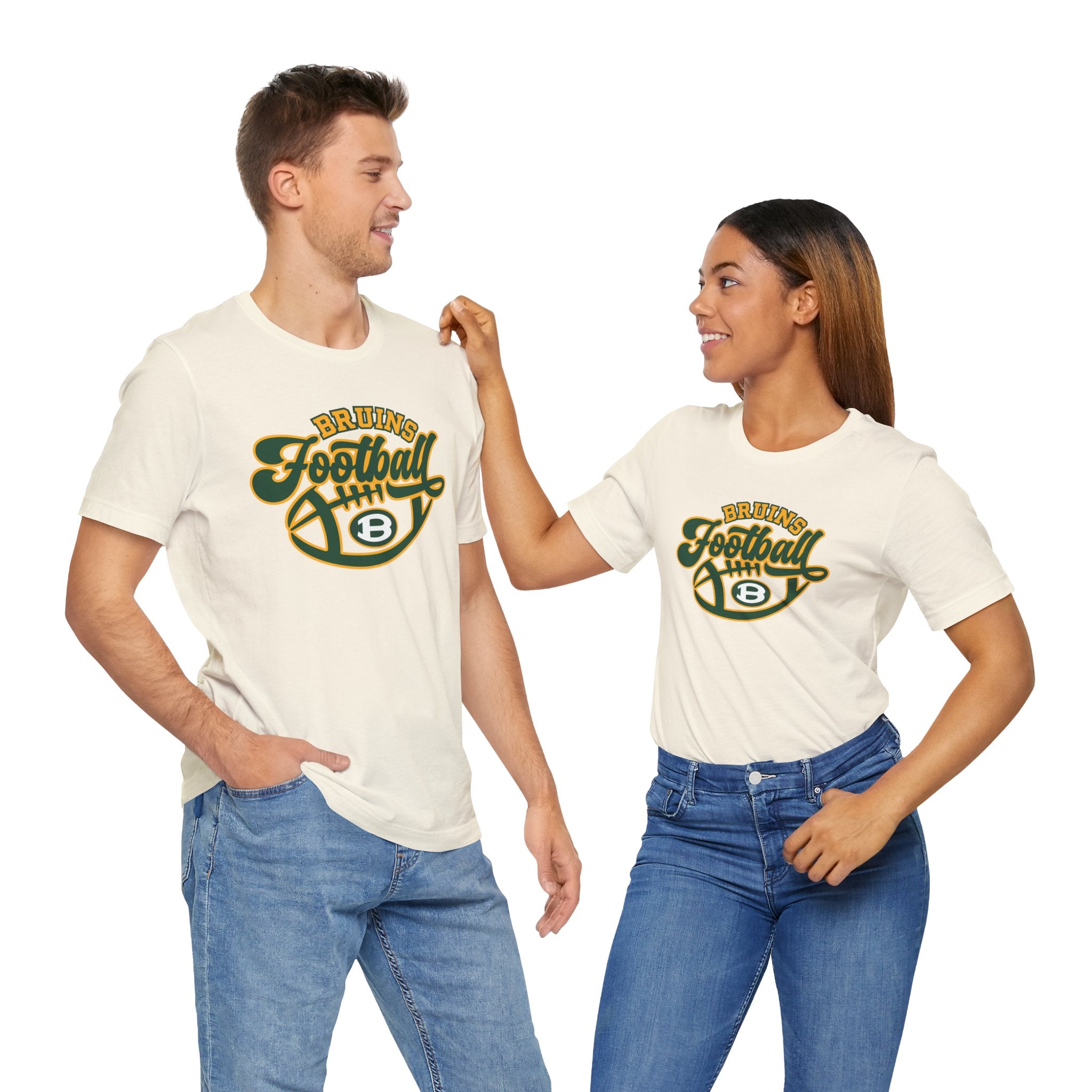 Adult Unisex Bruin Script Football Graphic Short Sleeve Soft Tee