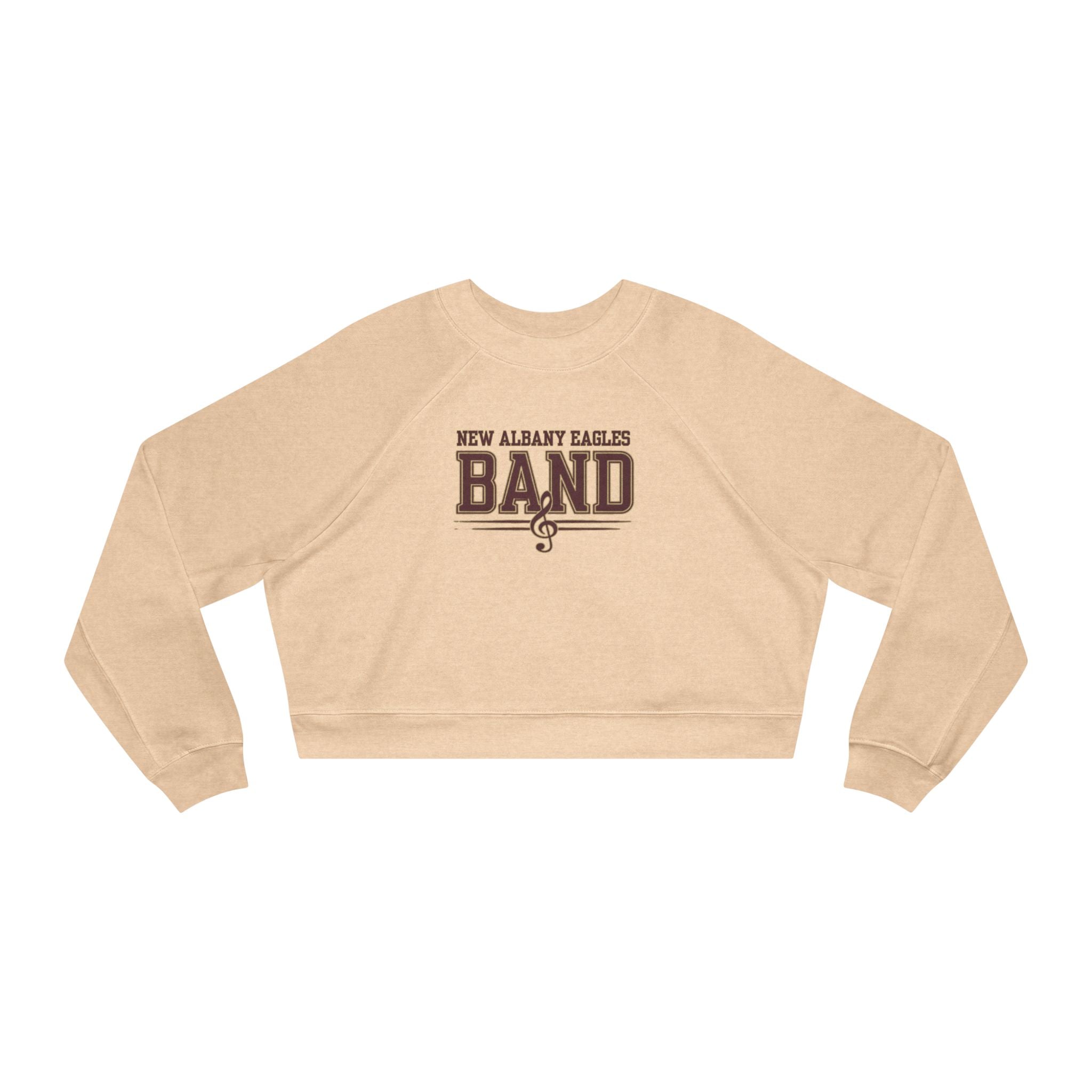 Women's New Albany Eagles Band Musical Note Graphic Cropped Fleece Sweatshirt