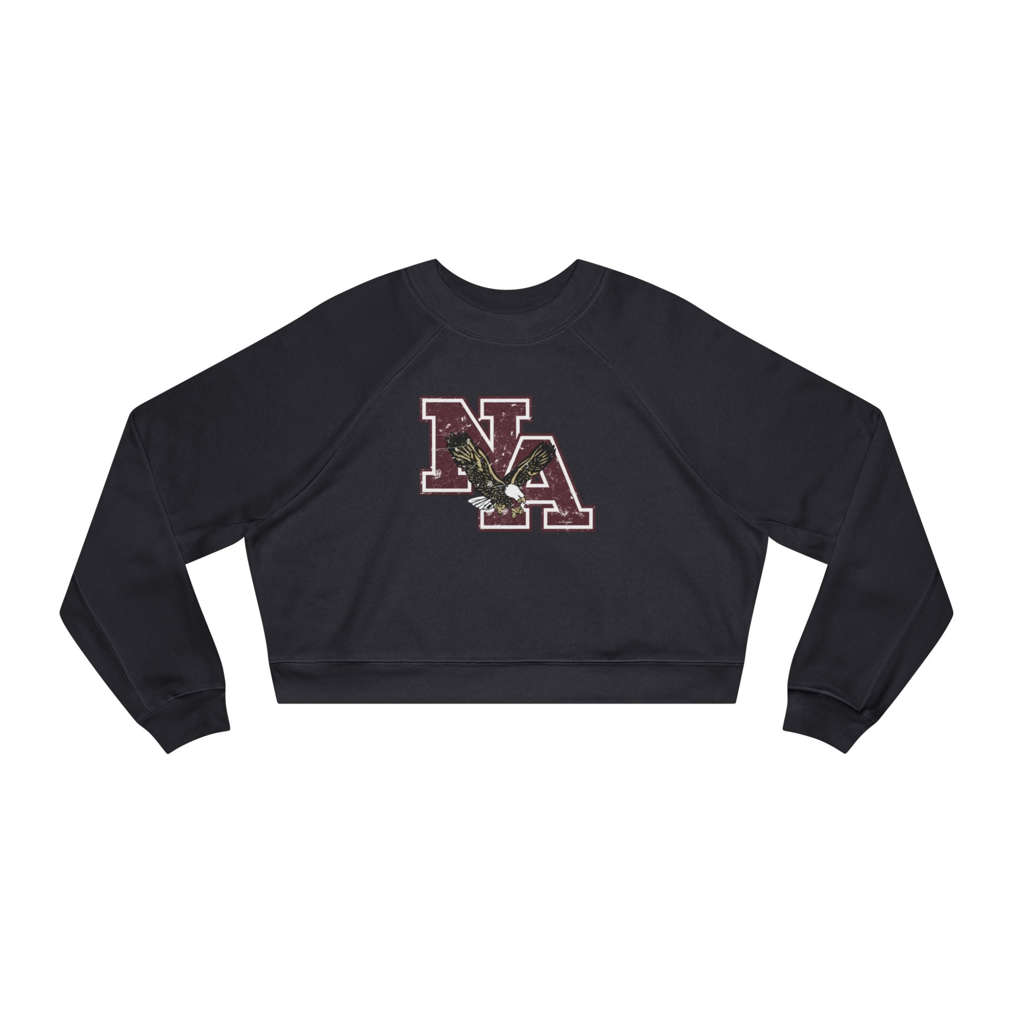 Women's Vintage Distressed Maroon Logo Cropped Fleece Sweatshirt