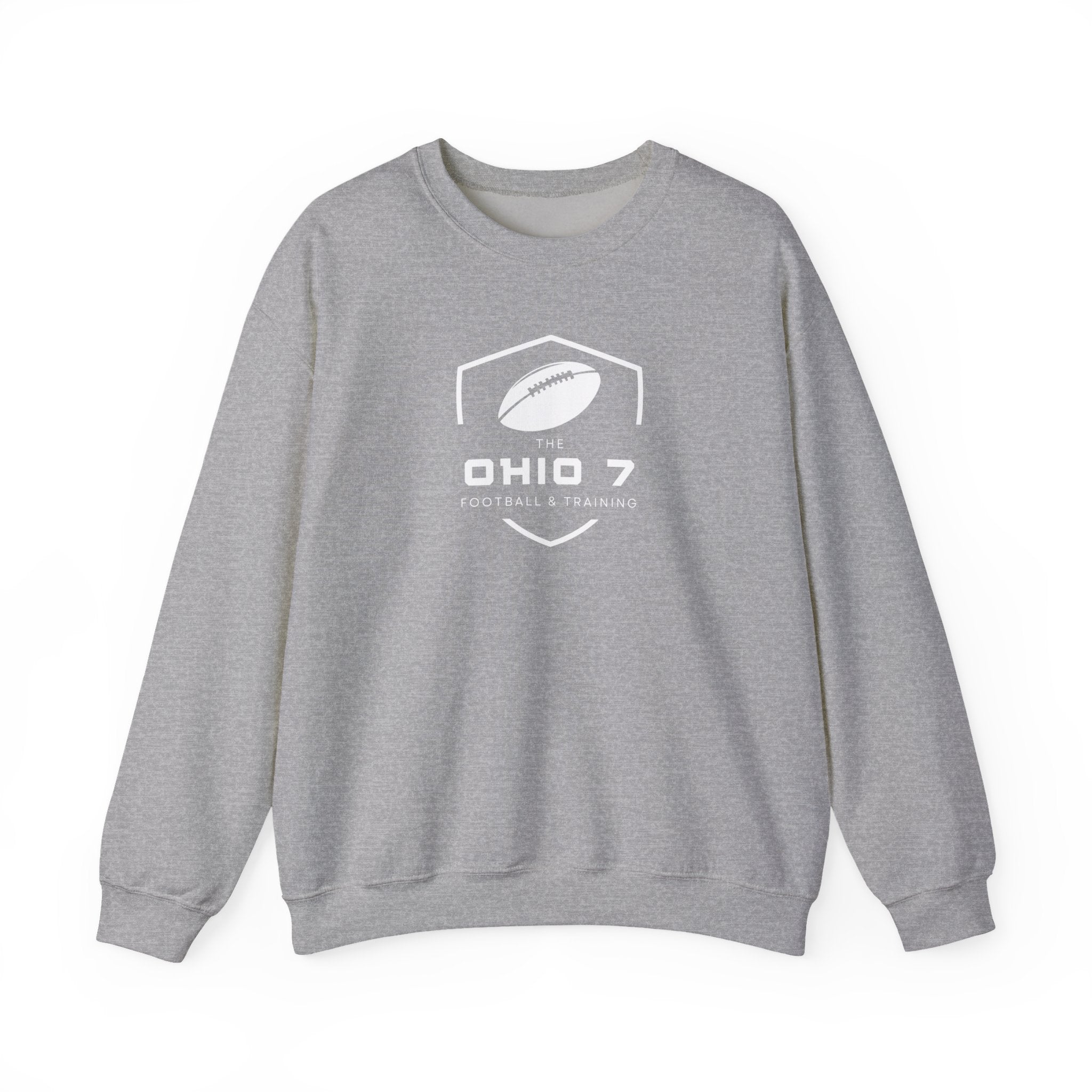 Adult Unisex The Ohio 7 White Logo Gildan Heavy Blend Crewneck Sweatshirt
