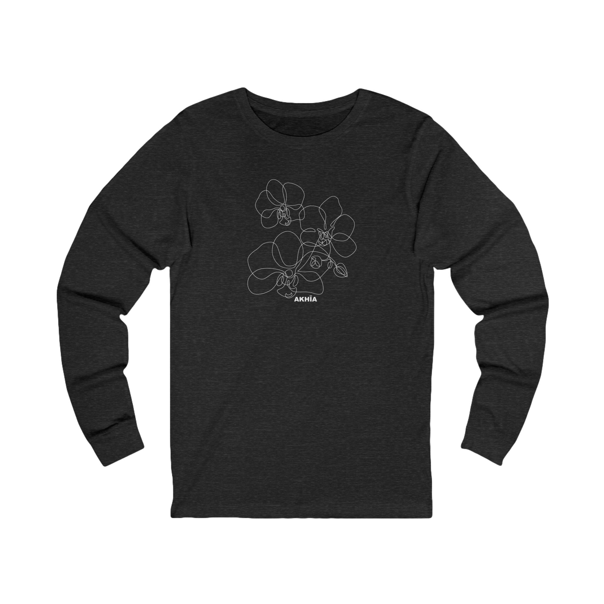 Adult Unisex Orchid Graphic Long Sleeve Soft Tee - Akhia