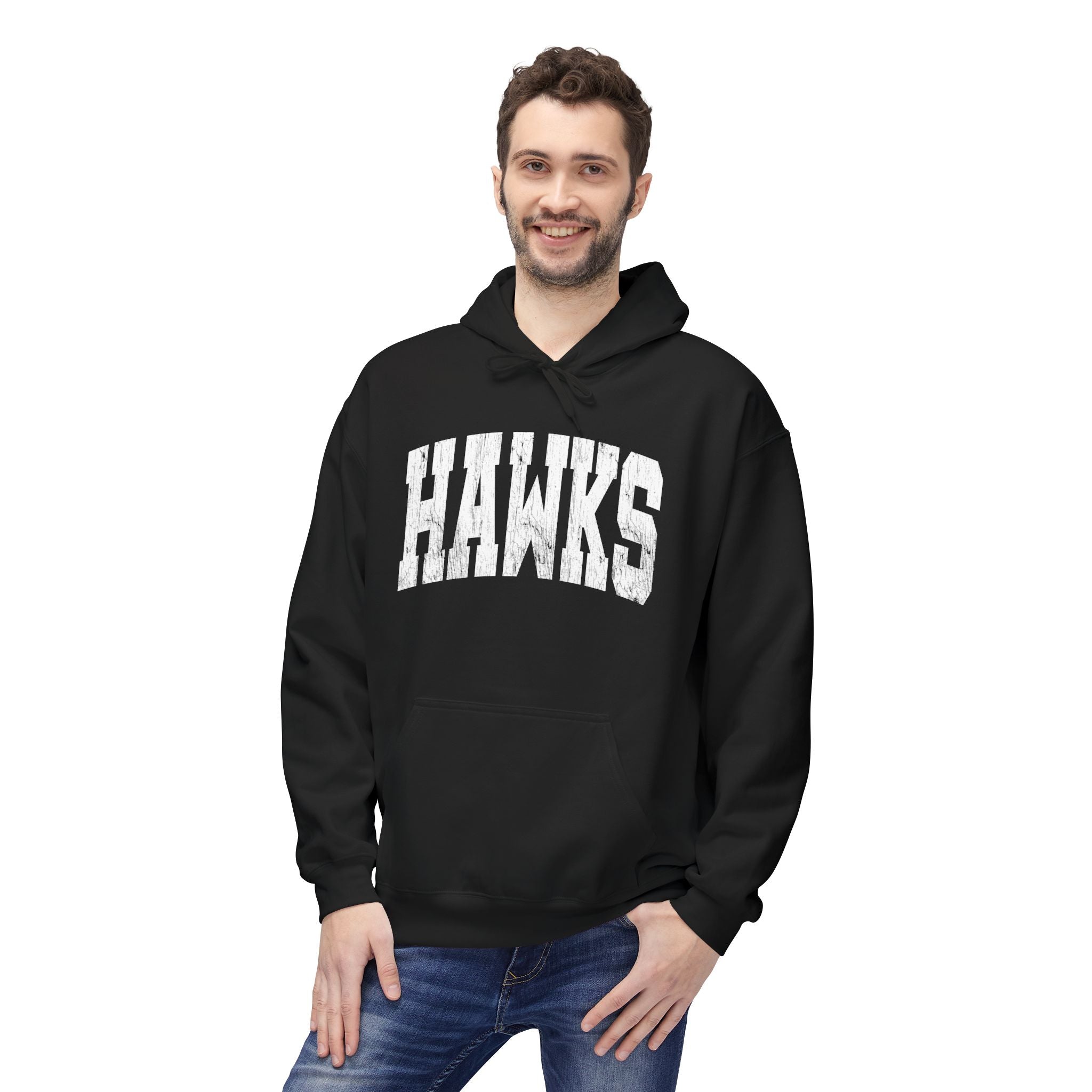 Adult Unisex Westerville Central Distressed Oversized Hawks Graphic Soft Style Hoodie