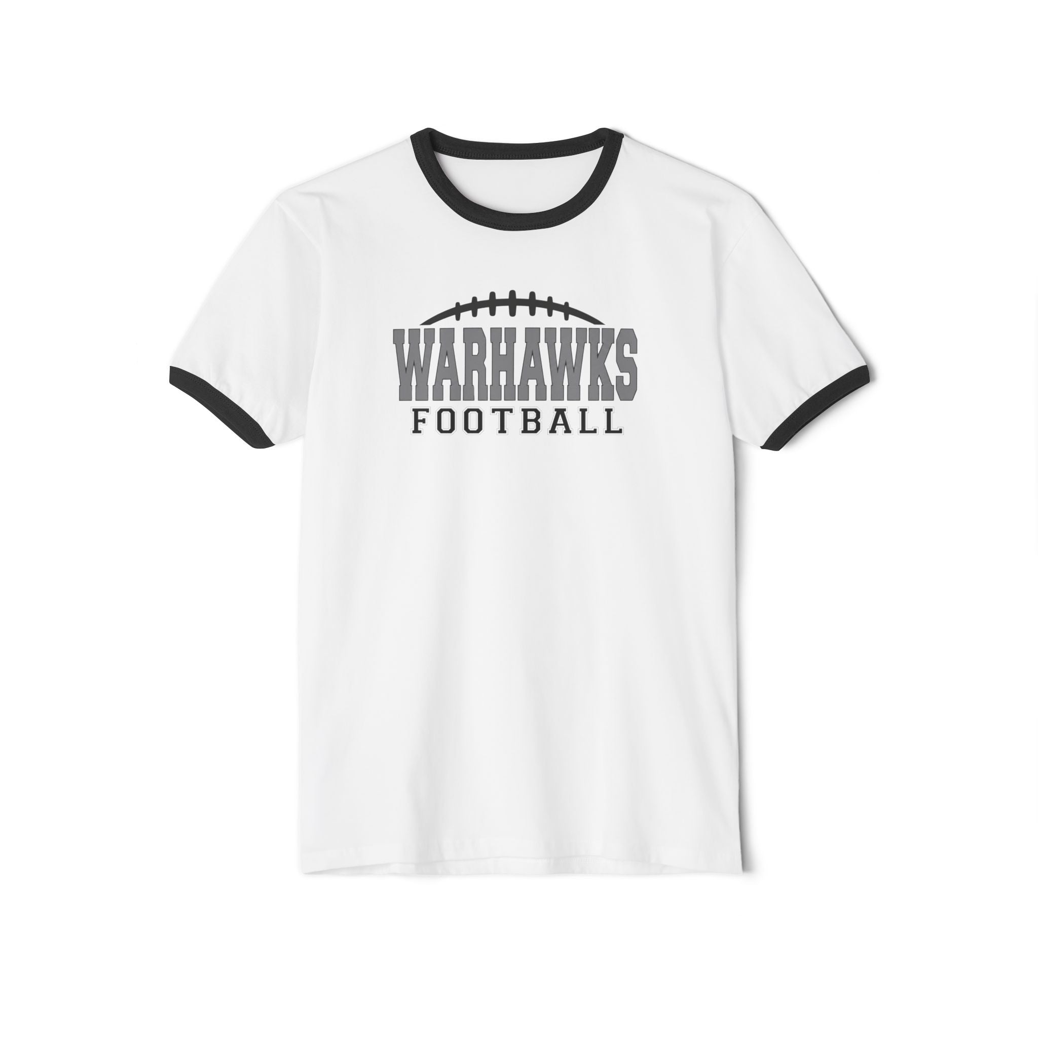 Adult Unisex Westerville Central Warhawks Football Laces Graphic Short Sleeve Ringer Tee