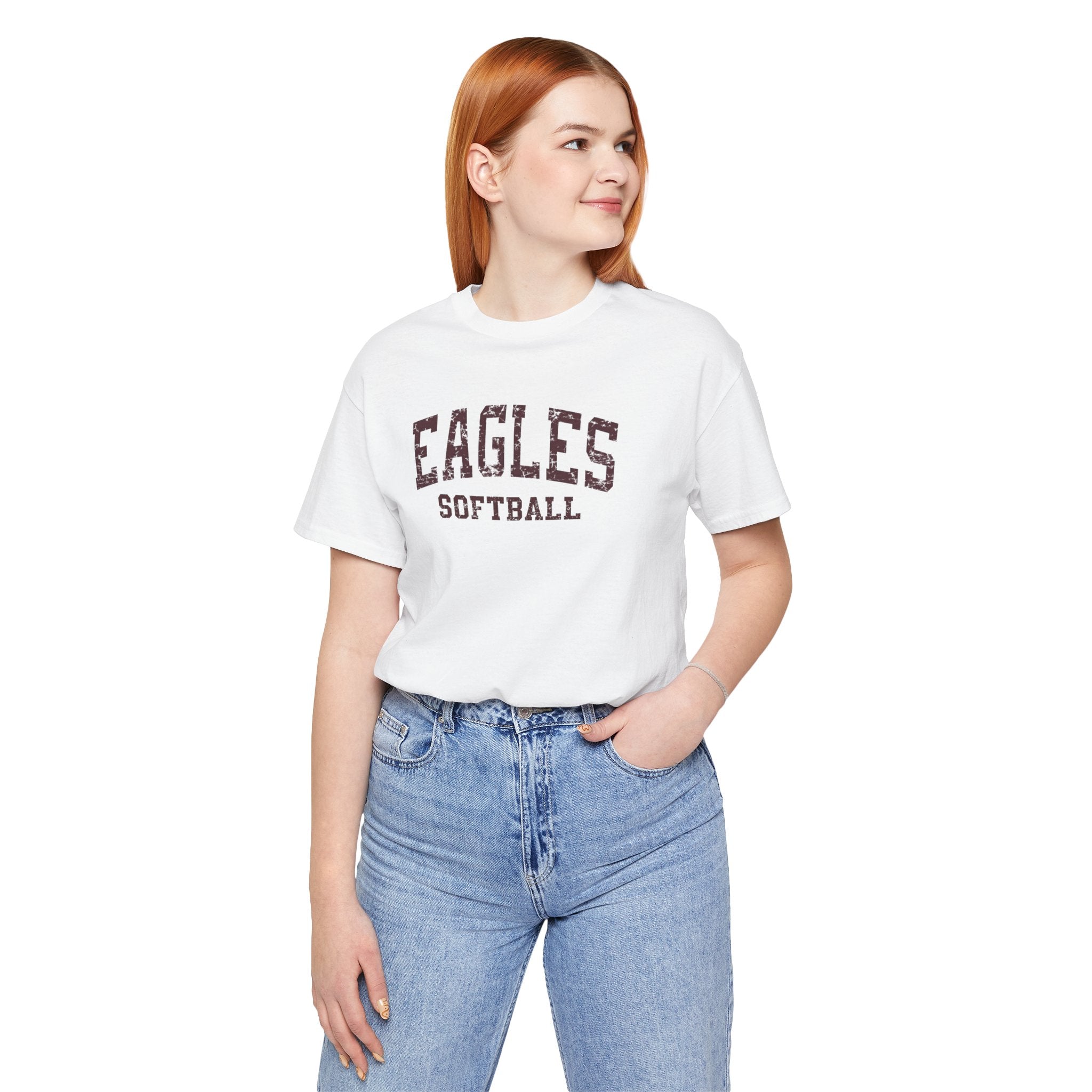 Adult Unisex New Albany Eagles Softball Vintage Distressed Graphic Short Sleeve Soft Tee