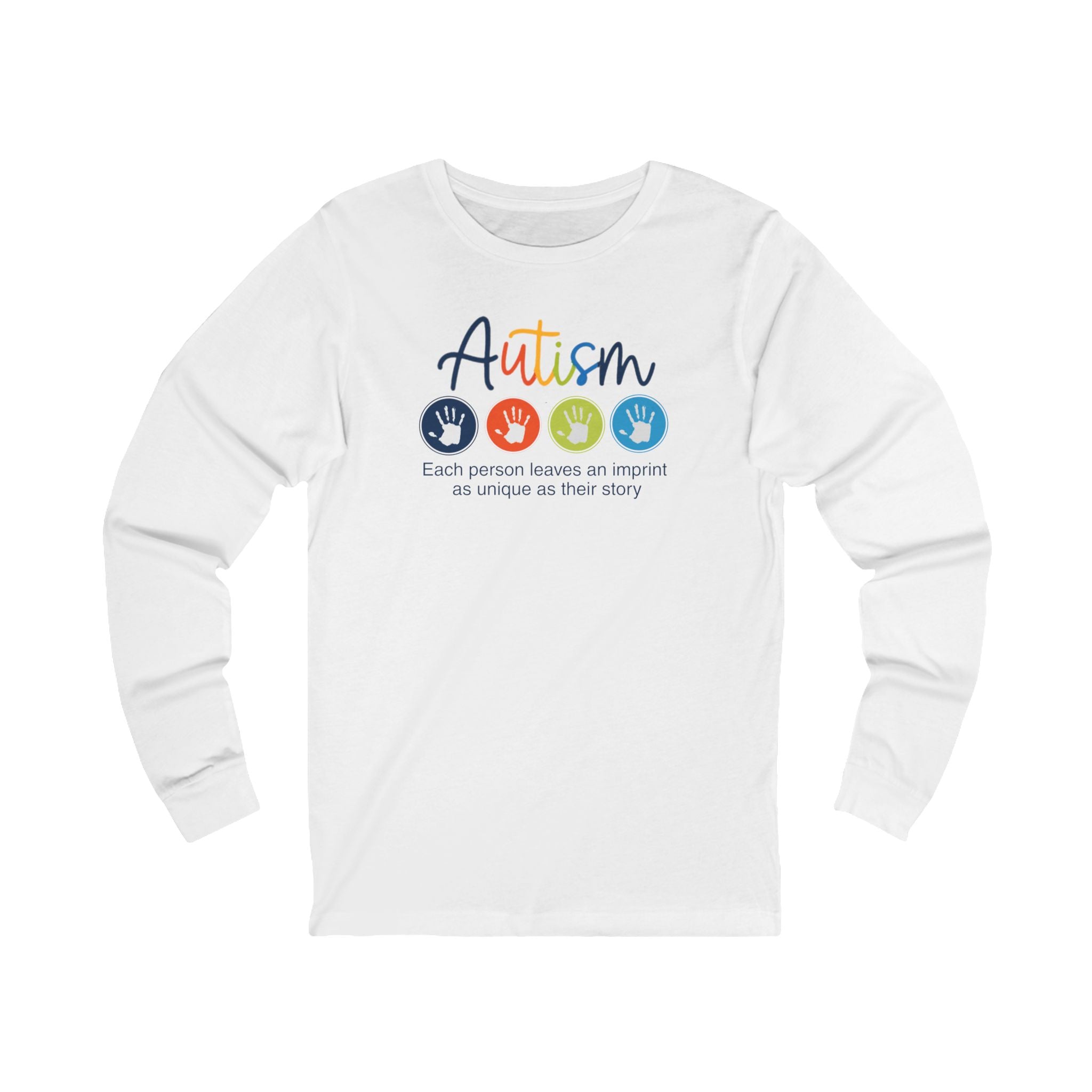 Adult Unisex Autism Imprint Graphic Long Sleeve Soft Tee