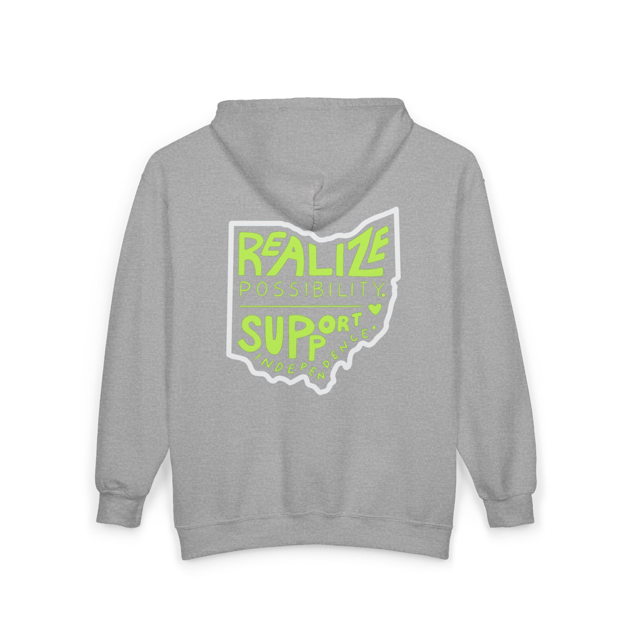 Adult Unisex Realize Possibility Support Independence Graphic Full-Zip Sweatshirt