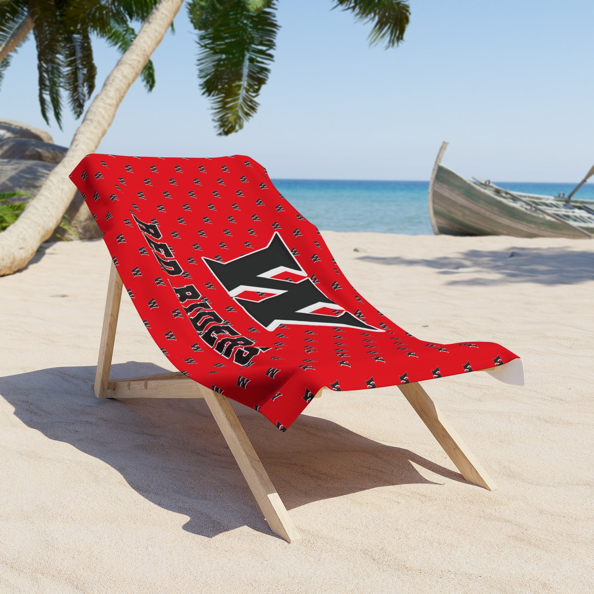 Weir Red Riders Beach Towel -Black W Logo
