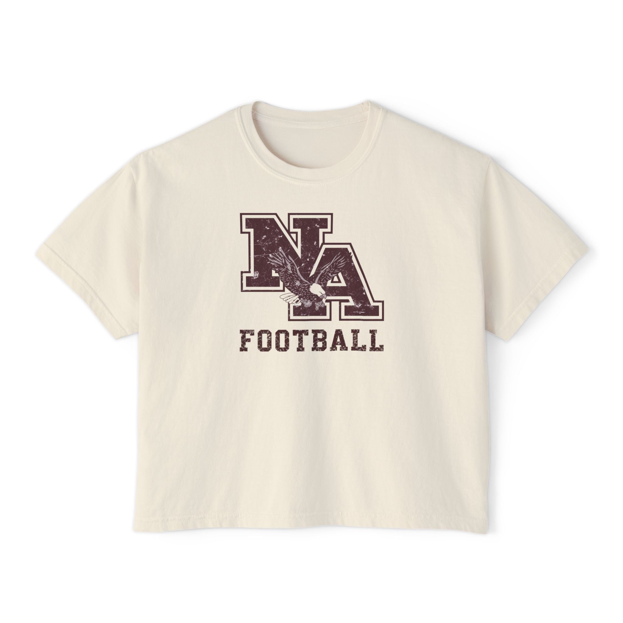 Women's New Albany Football Distressed Vintage Logo Graphic Boxy Crop Short Sleeve Tee