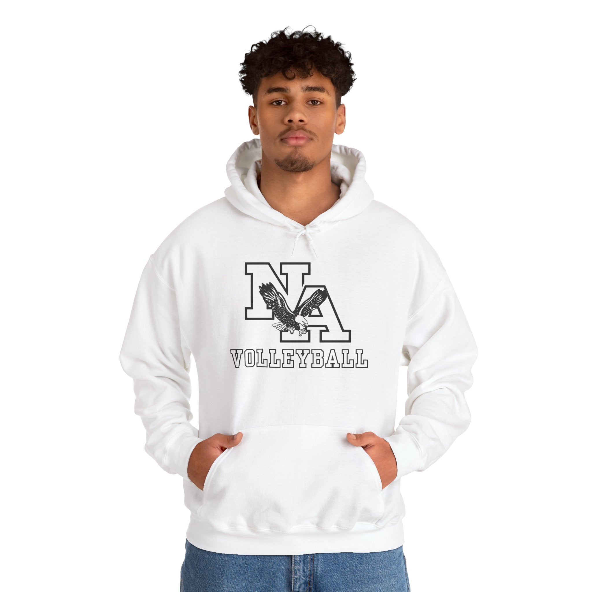 Adult Unisex New Albany Volleyball Classic White and Black Logo Graphic Hoodie