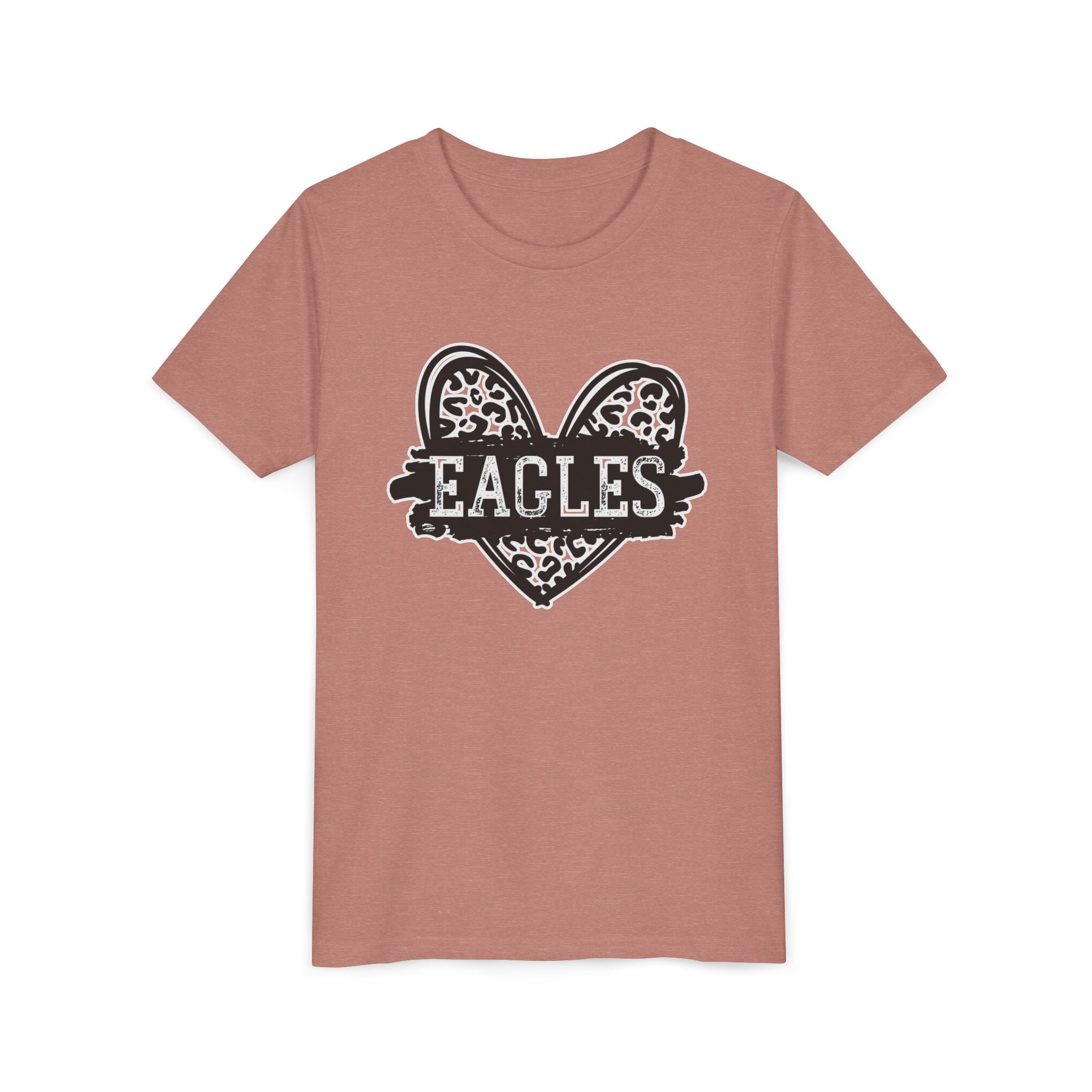 Youth Eagles Animal Print Heart Graphic Short Sleeve Soft Tee