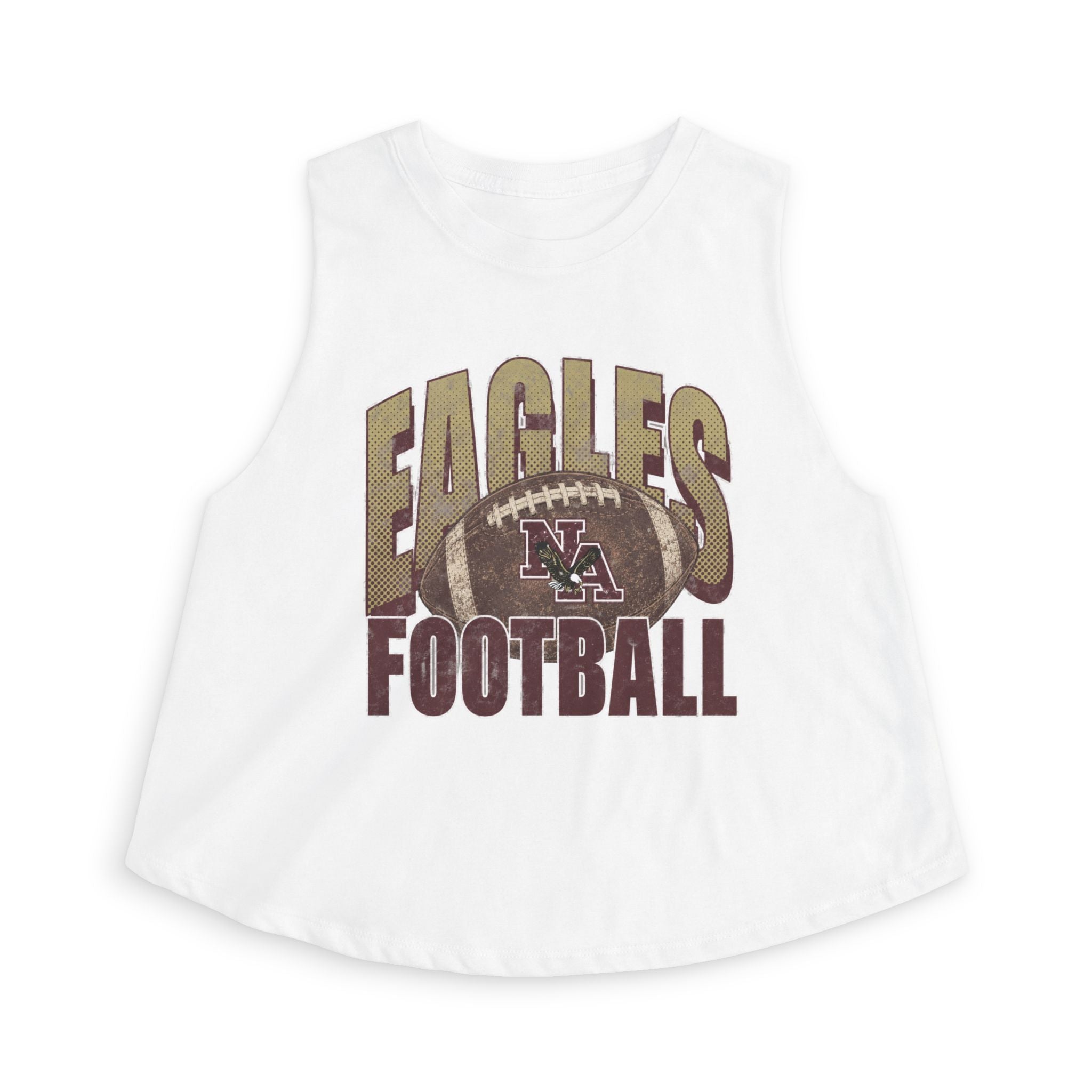 Women's New Albany First-Down Distressed Football Graphic Crop Tank
