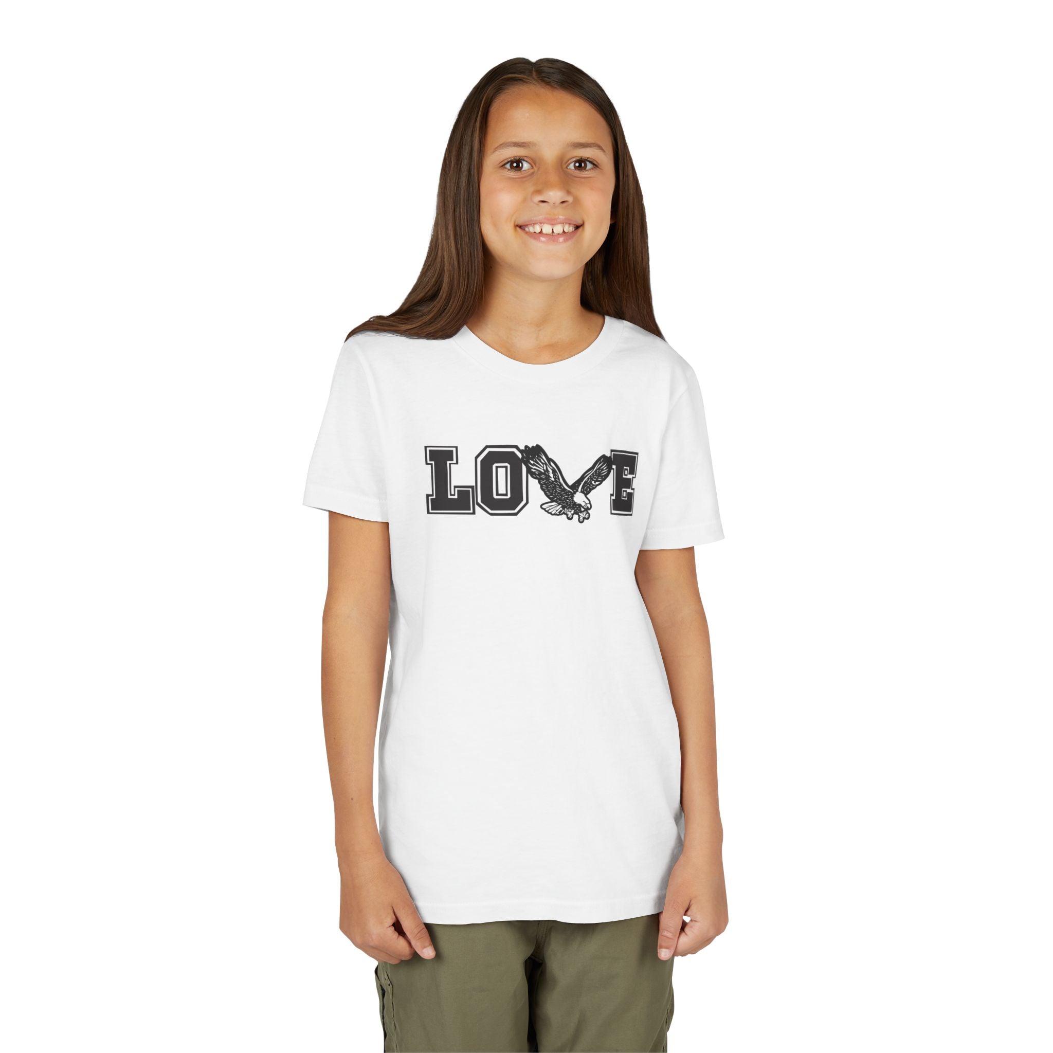 Youth Eagles Love Graphic Short Sleeve Soft Tee