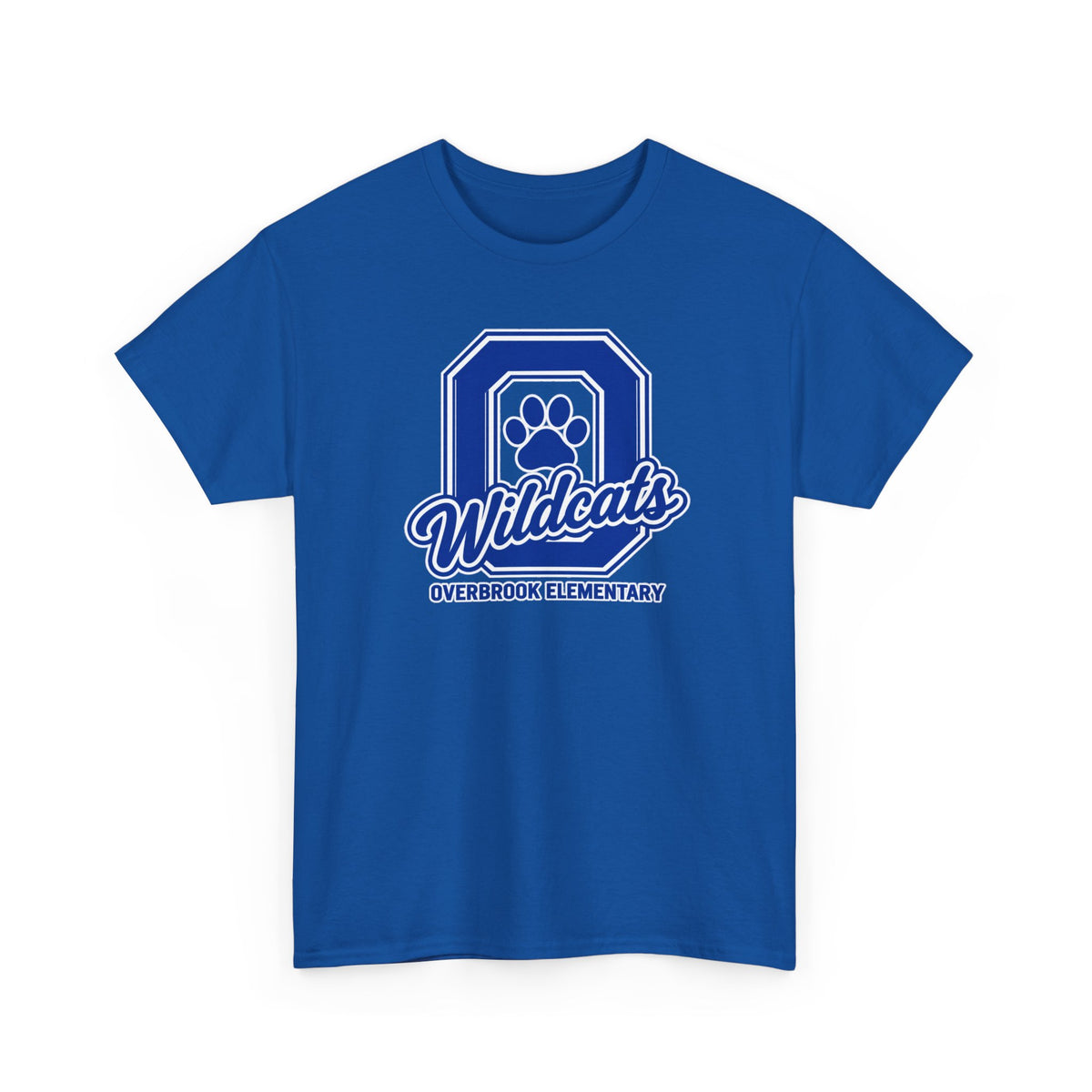 Adult Unisex Overbrook Elementary Wildcats Block Letter Graphic Gildan Classic Tee