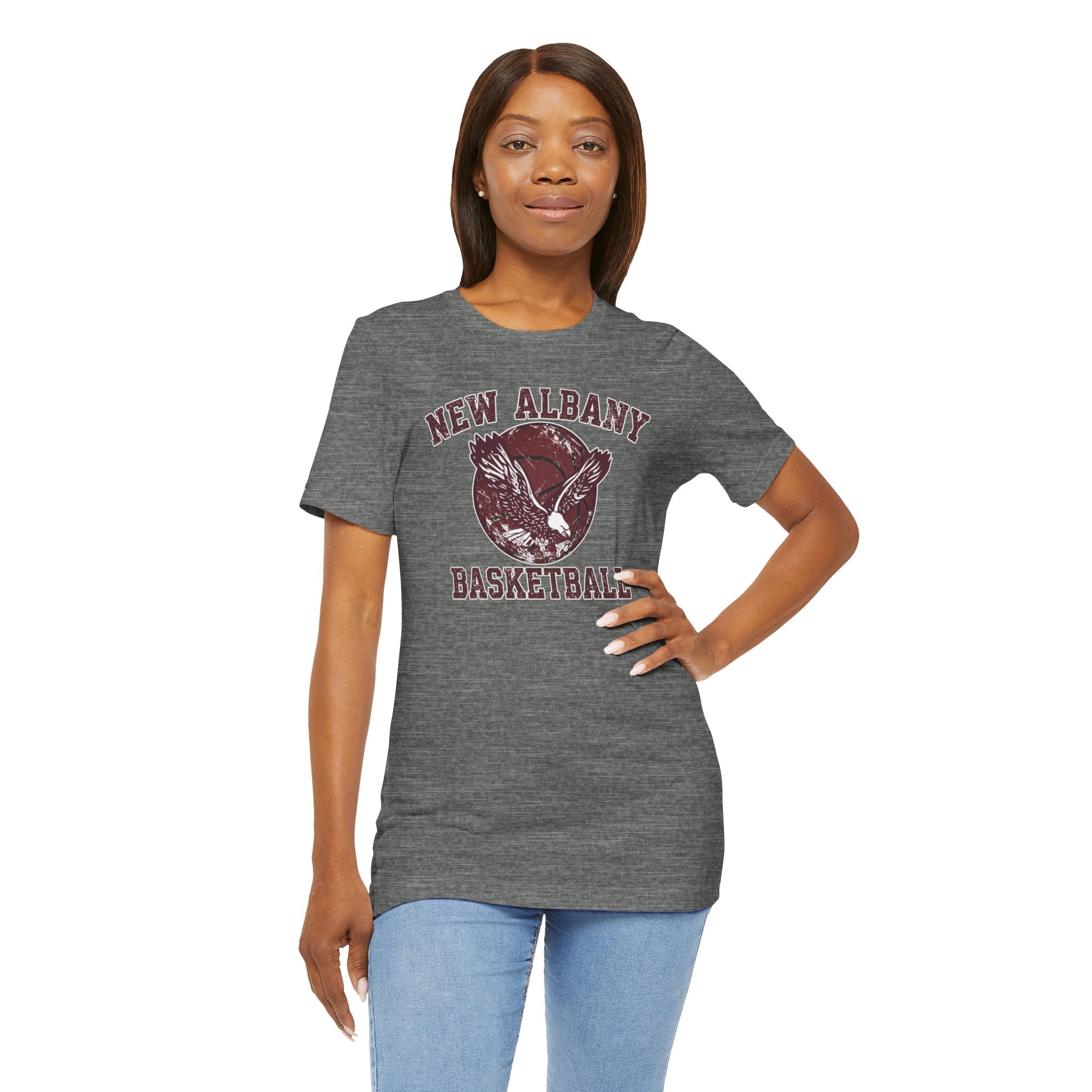Adult Unisex New Albany Eagles Basketball Vintage Victory Graphic Short Sleeve Soft Tee