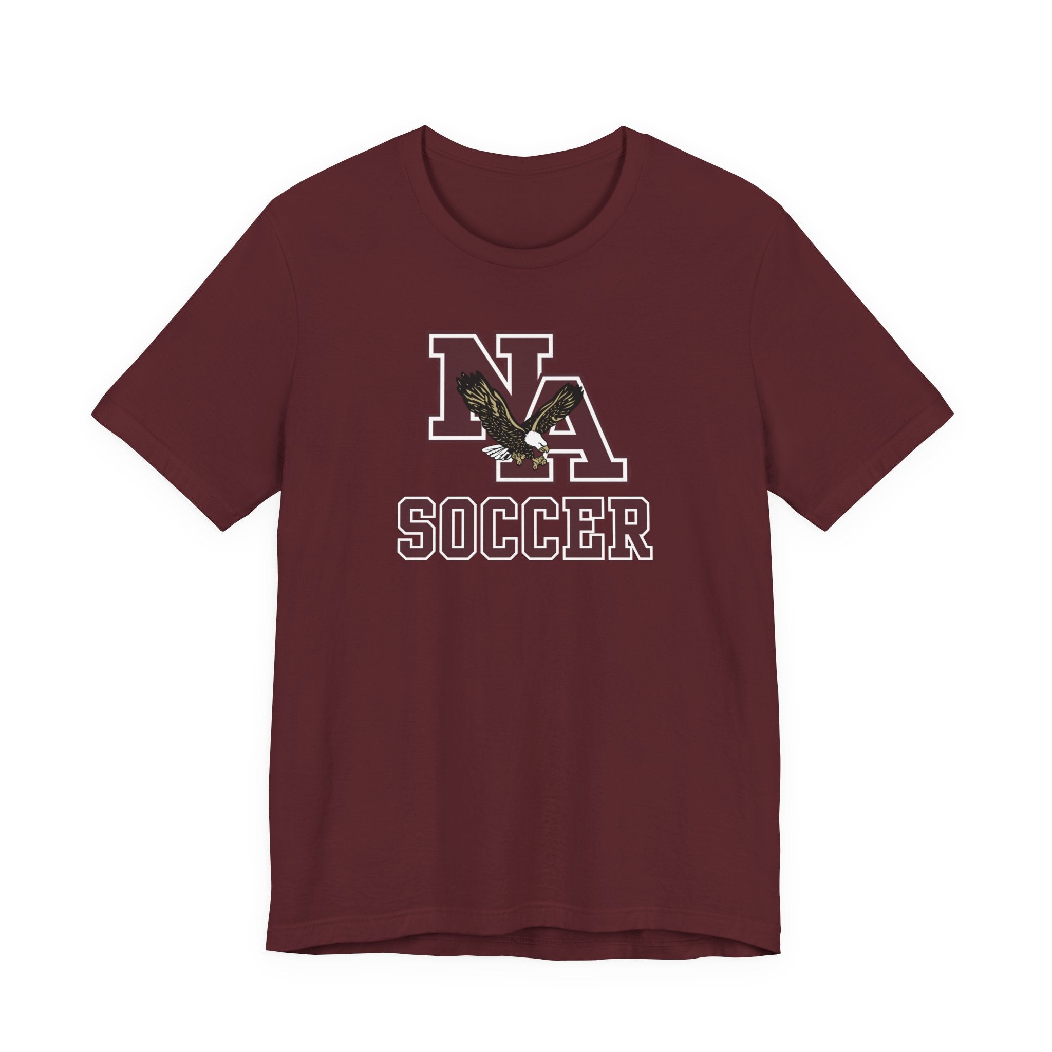 Adult Unisex New Albany Classic Maroon Soccer Logo Graphic Short Sleeve Bella + Canvas Soft Tee
