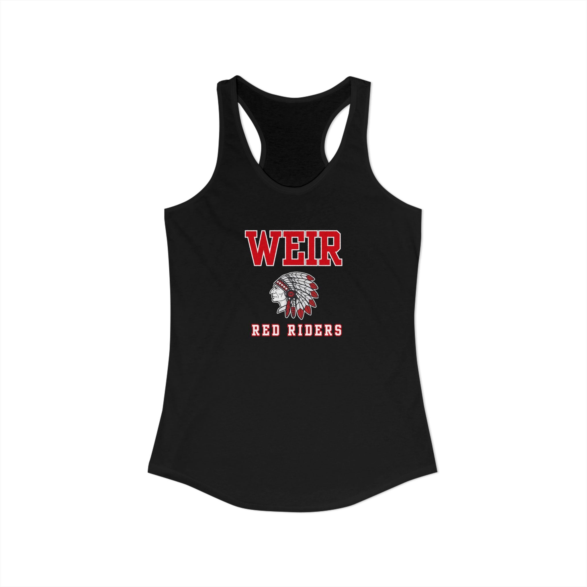 Women's Weir Red Riders Classic Mascot Graphic Next Level Racerback Tank