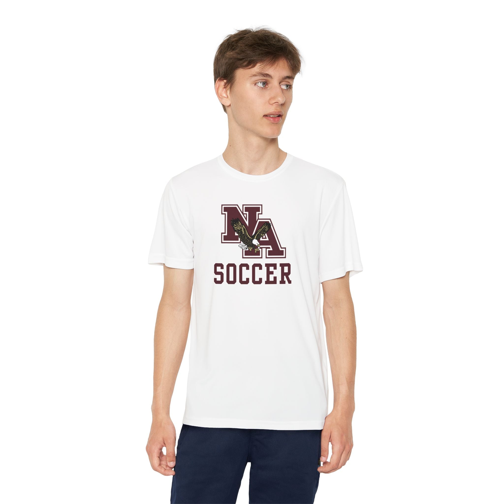 Youth New Albany Classic Maroon Soccer Logo Graphic Sport-Tek Competitor Performance Tee