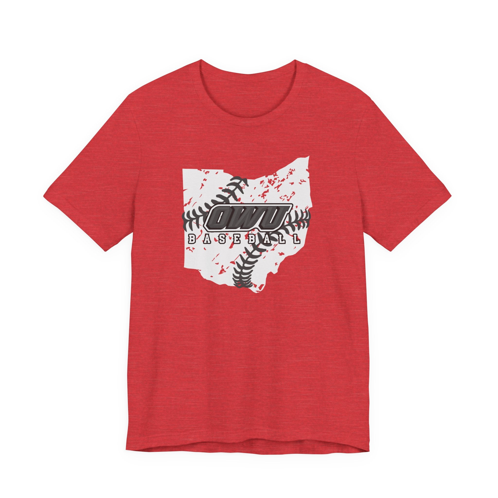 Adult Unisex OWU Baseball Stitches Distressed Ohio Graphic Short Sleeve Soft Tee
