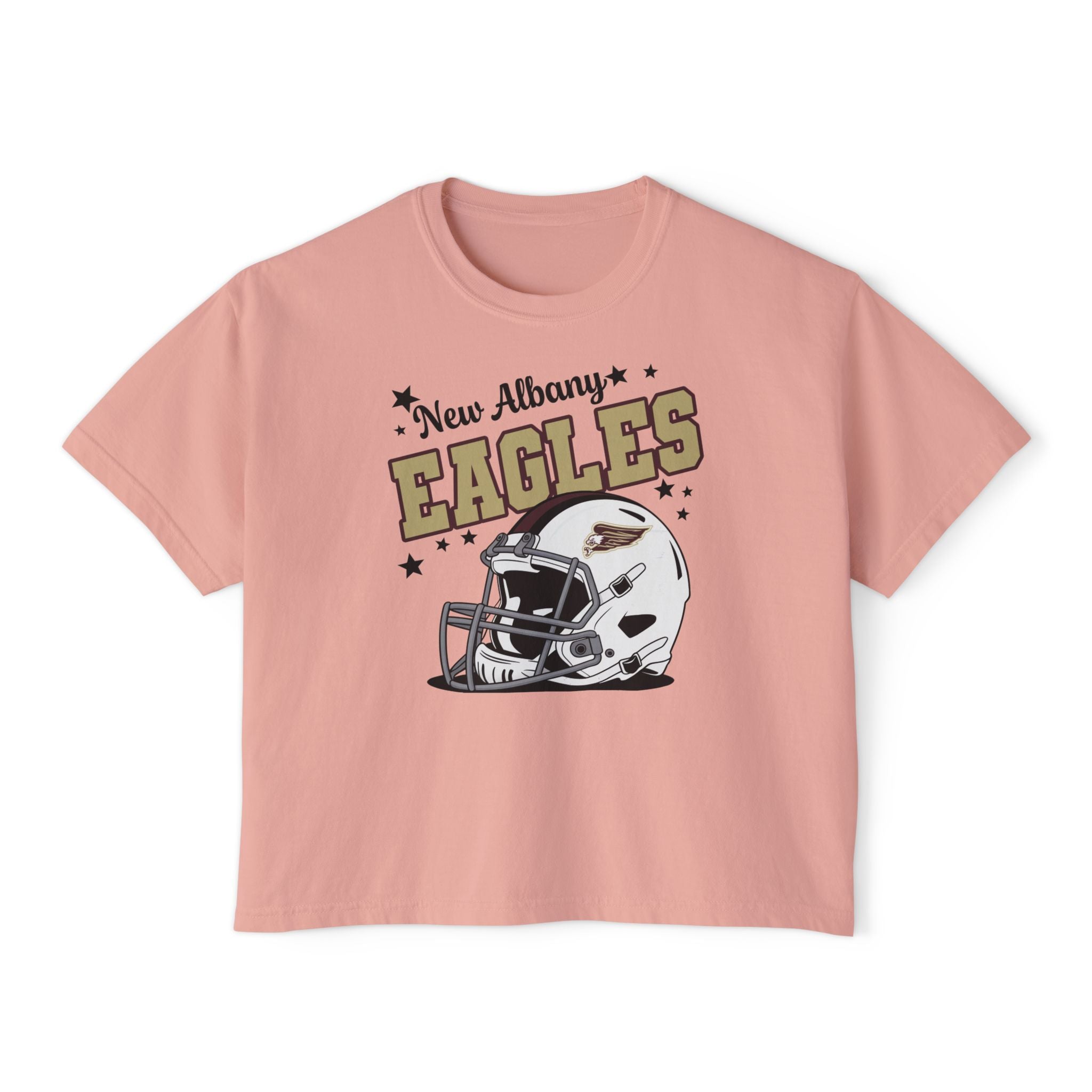 Women's New Albany Eagles Football Pride Graphic Boxy Crop Short Sleeve Tee