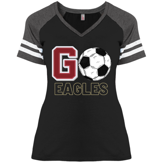 Women's Go Team Soccer Varsity Ringer Short Sleeve Graphic Tee - New Albany Eagles