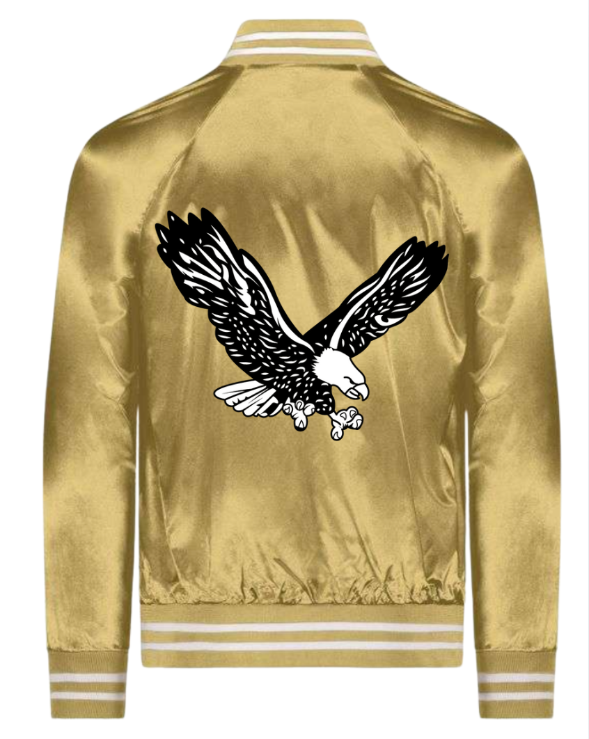 Women's New Albany Eagles Gold Satin Varsity Jacket