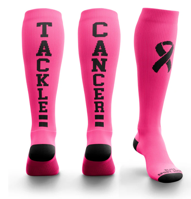 Tackle Cancer Breast Cancer Ribbon Awareness Knee-High Sport Socks