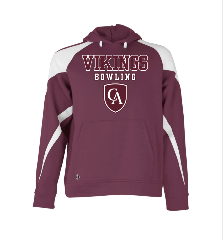 Adult Unisex Columbus Academy Vikings Bowling Graphic Holloway Colorblock Fleece Hoodie