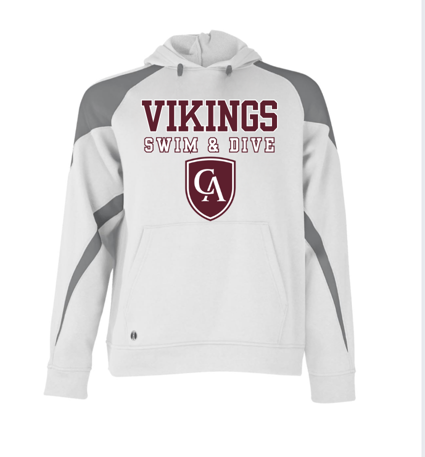 Adult Unisex Columbus Academy Vikings Swim & Dive Graphic Holloway Colorblock Fleece Hoodie