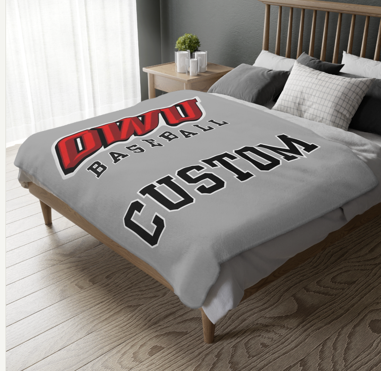 CUSTOMIZED Choose your Graphic Super Soft Reversible Velveteen Microfiber Blanket (Two-sided print) - OWU Bishops Baseball