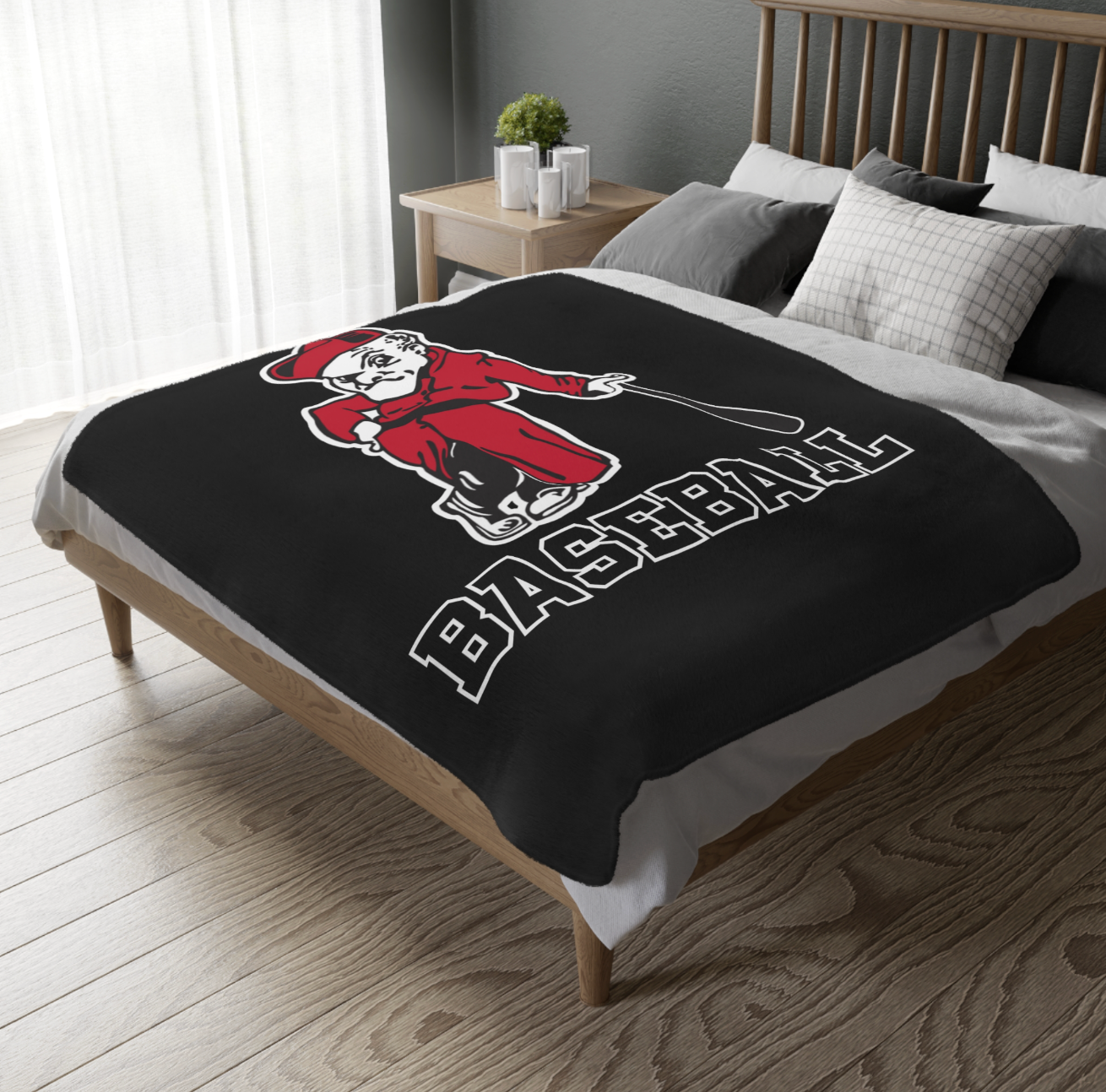 CUSTOMIZED Choose your Graphic Super Soft Reversible Velveteen Microfiber Blanket (Two-sided print) - OWU Bishops Baseball