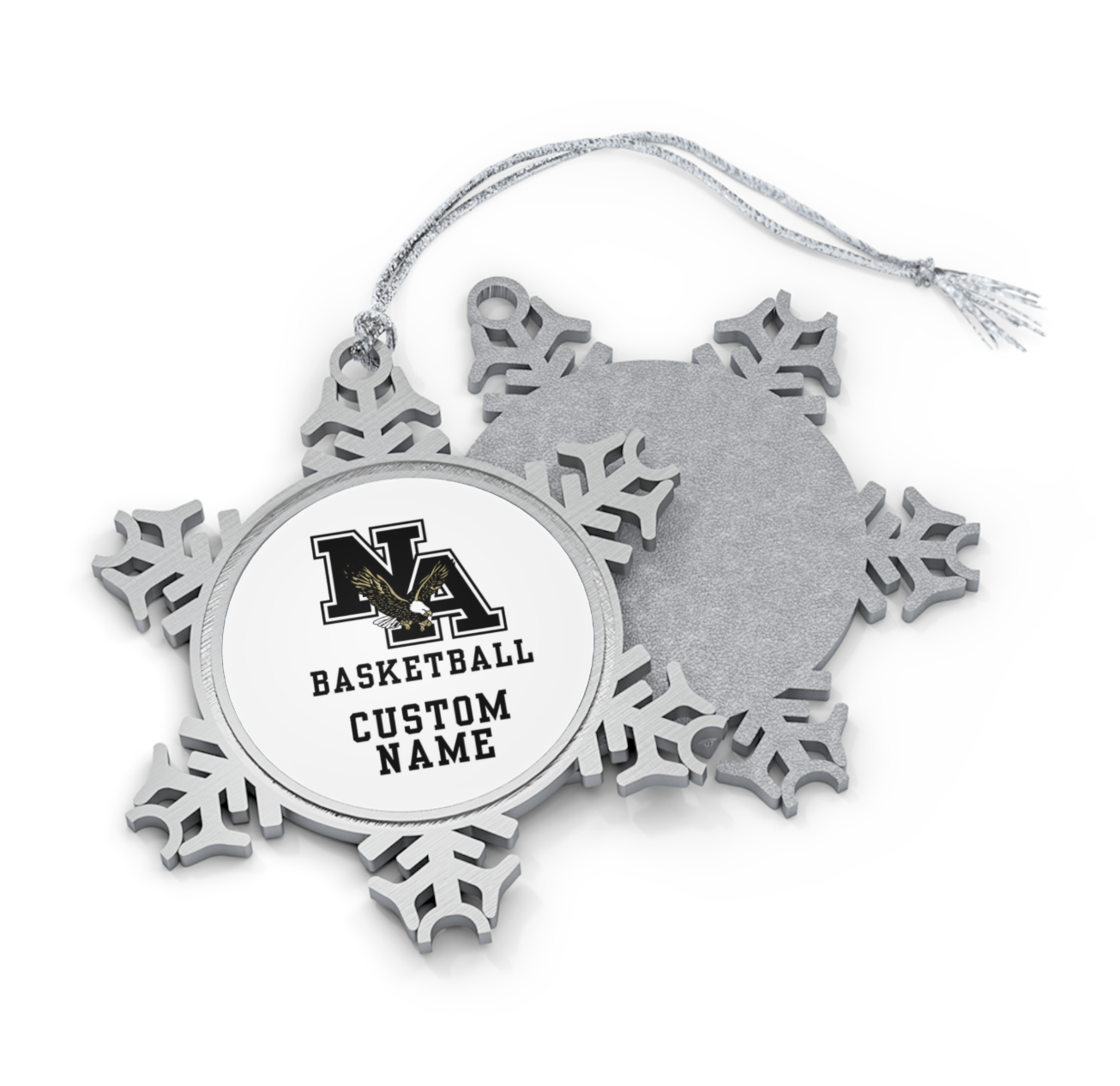 Customized Pewter Snowflake Ornament - New Albany Eagles Basketball