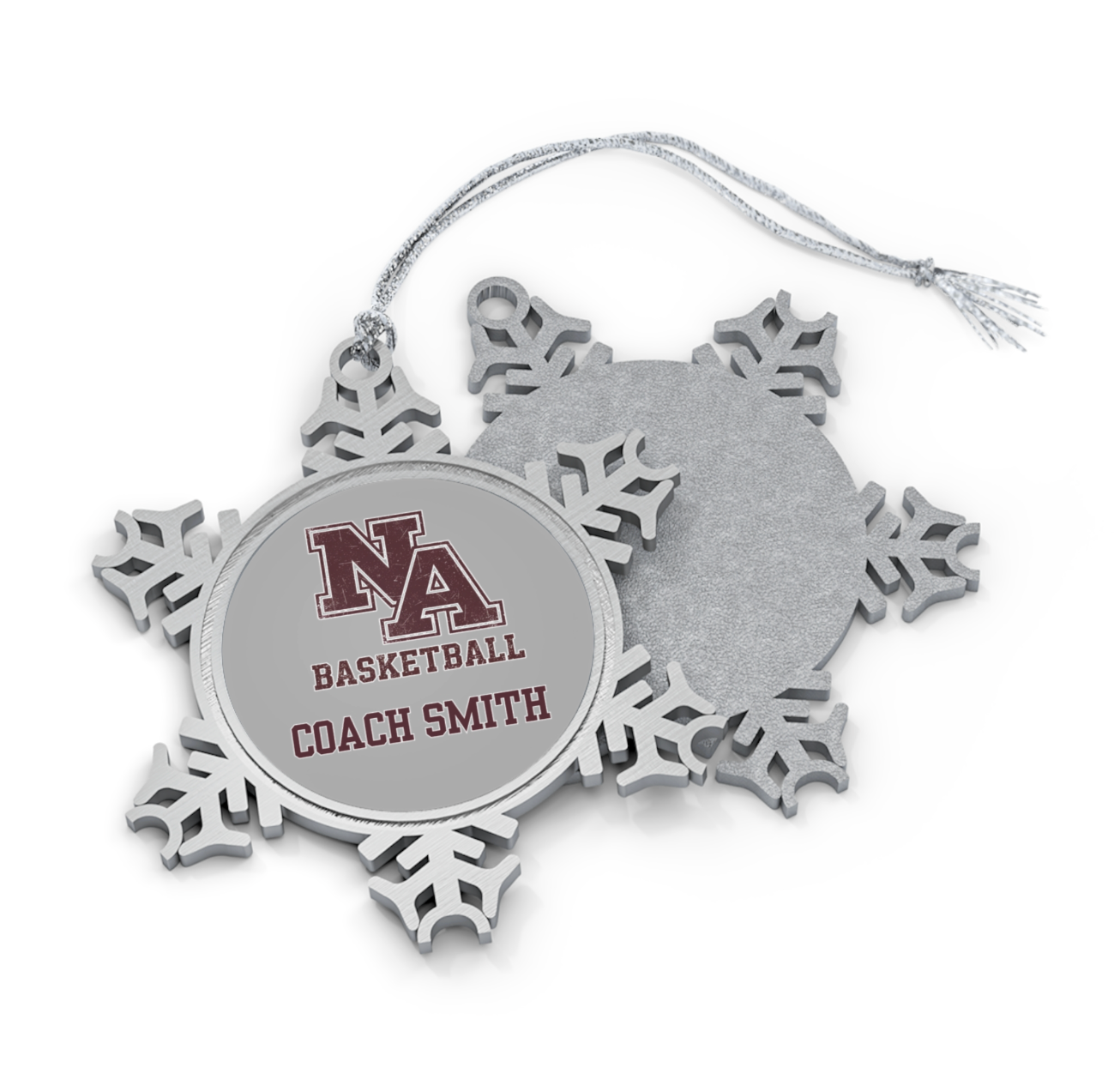 Customized Pewter Snowflake Ornament - New Albany Eagles Basketball