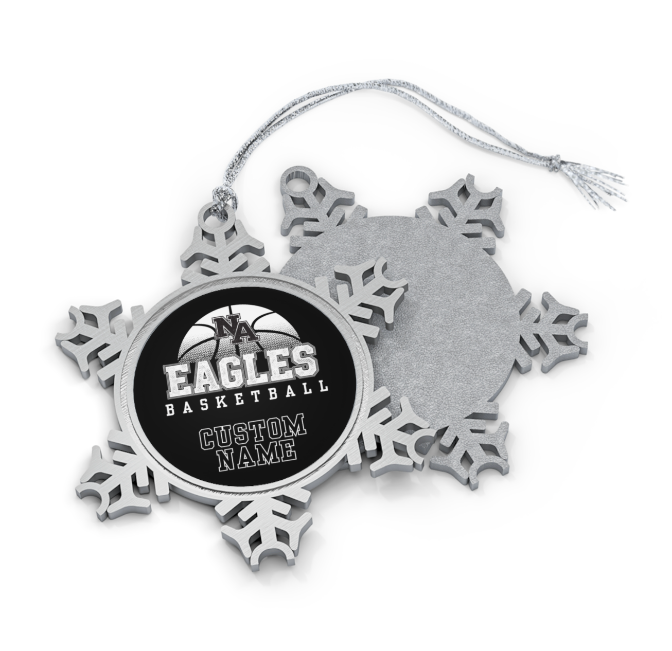 Customized Pewter Snowflake Ornament - New Albany Eagles Basketball
