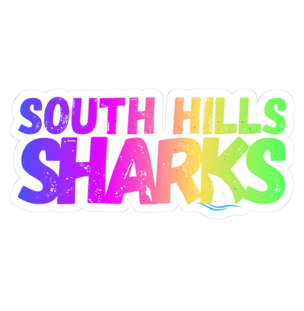 South Hills Swim Sharks Neon Rainbow Graphic Kiss-Cut Sticker