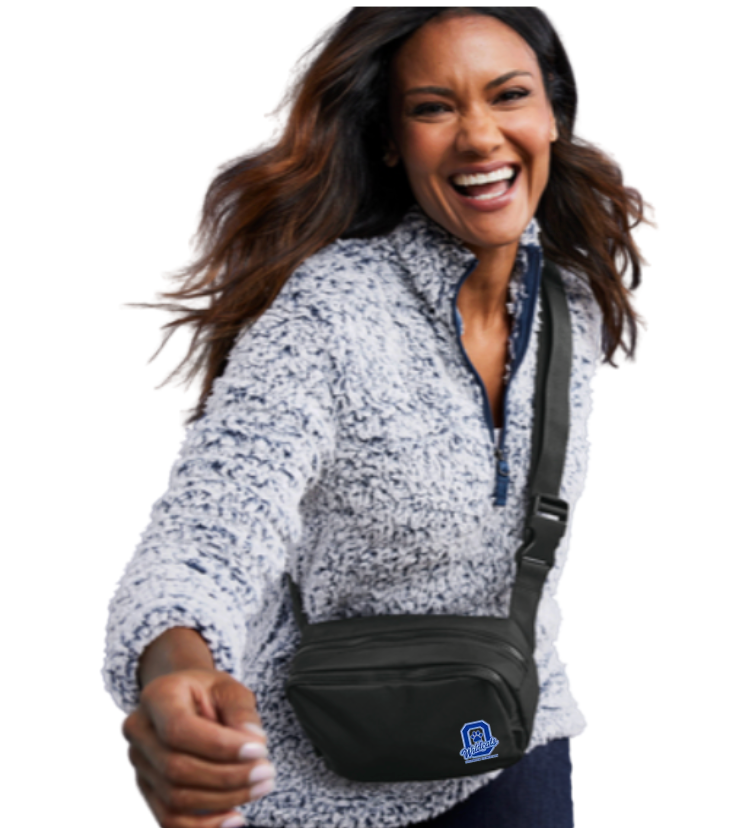 Overbrook Elementary Wildcats Block Letter Graphic Dual-Compartment Crossbody Bag