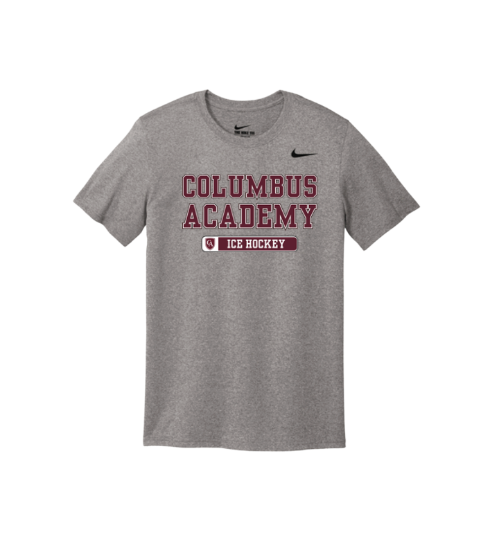 Adult Unisex Columbus Academy Ice Hockey Graphic Short Sleeve Nike Dri-FIT Legend Performance Tee