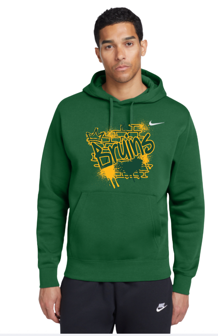 Adult Unisex Nike Bruins Spray Painted Spirit Graphic Club Fleece Hoodie