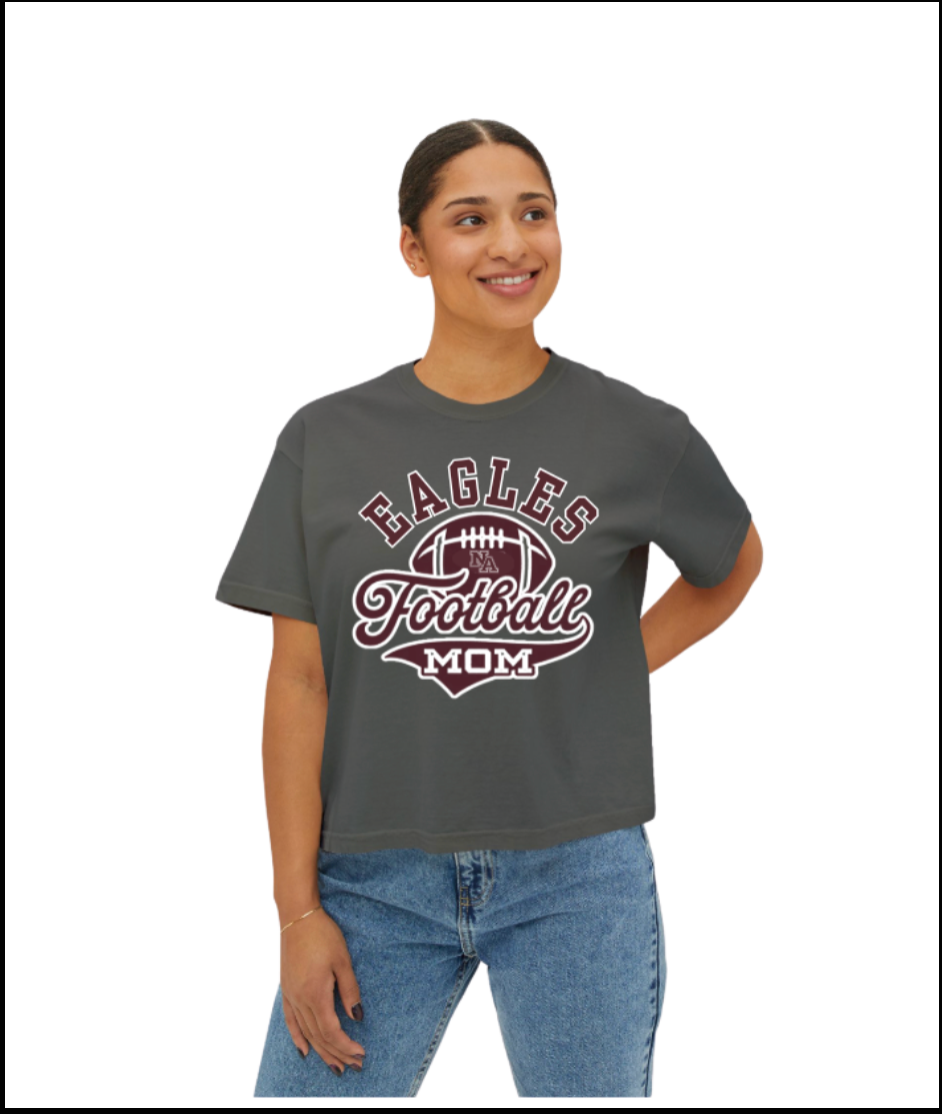 Women's Choose your Graphic Short Sleeve Boxy Crop Tee with Customized Back - New Albany Flag Football