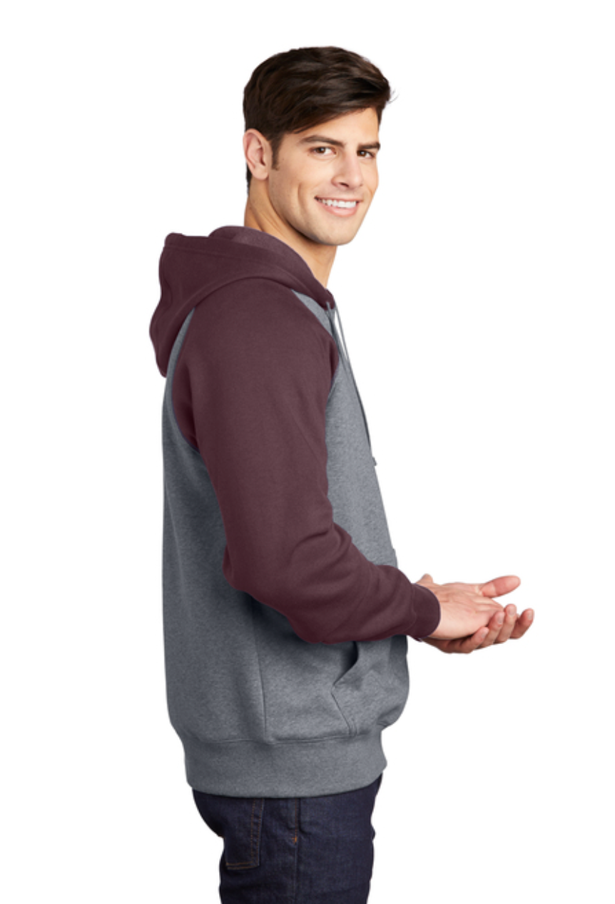 Adult Unisex Vintage Distressed New Albany Eagles Graphic Sport-Tek® Raglan Colorblock Hoodie