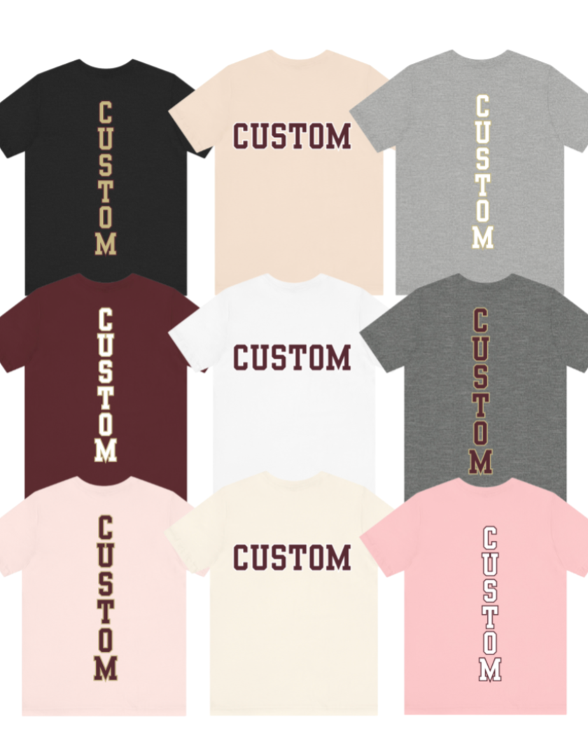 Adult Unisex Choose your Graphic Short Sleeve Soft Tee with Customized Back - Columbus Academy Fall Sports