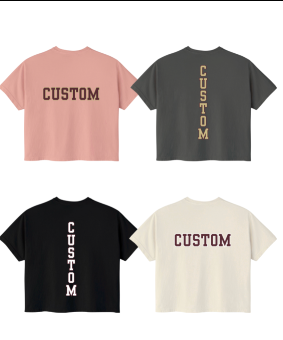 Women's Choose your Graphic Short Sleeve Boxy Crop Tee with Customized Back - New Albany Water Polo