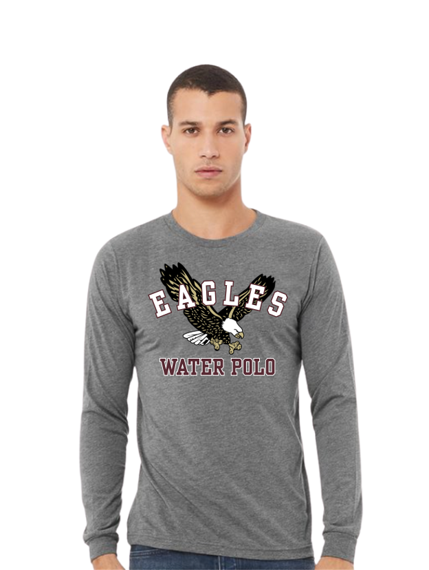 Adult Unisex Flying Water Polo Eagle Graphic Long Sleeve Soft Tee
