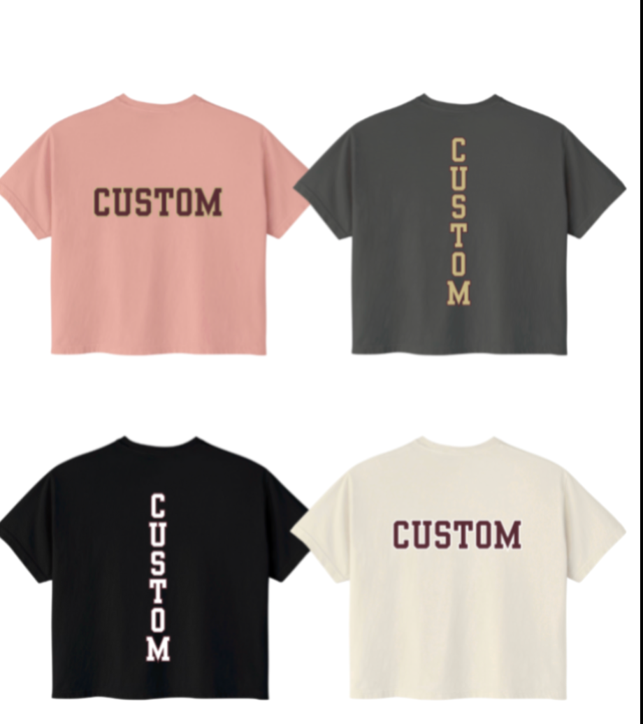 Adult Unisex Choose your Graphic Short Sleeve Boxy Crop with Customized Back - New Albany Band