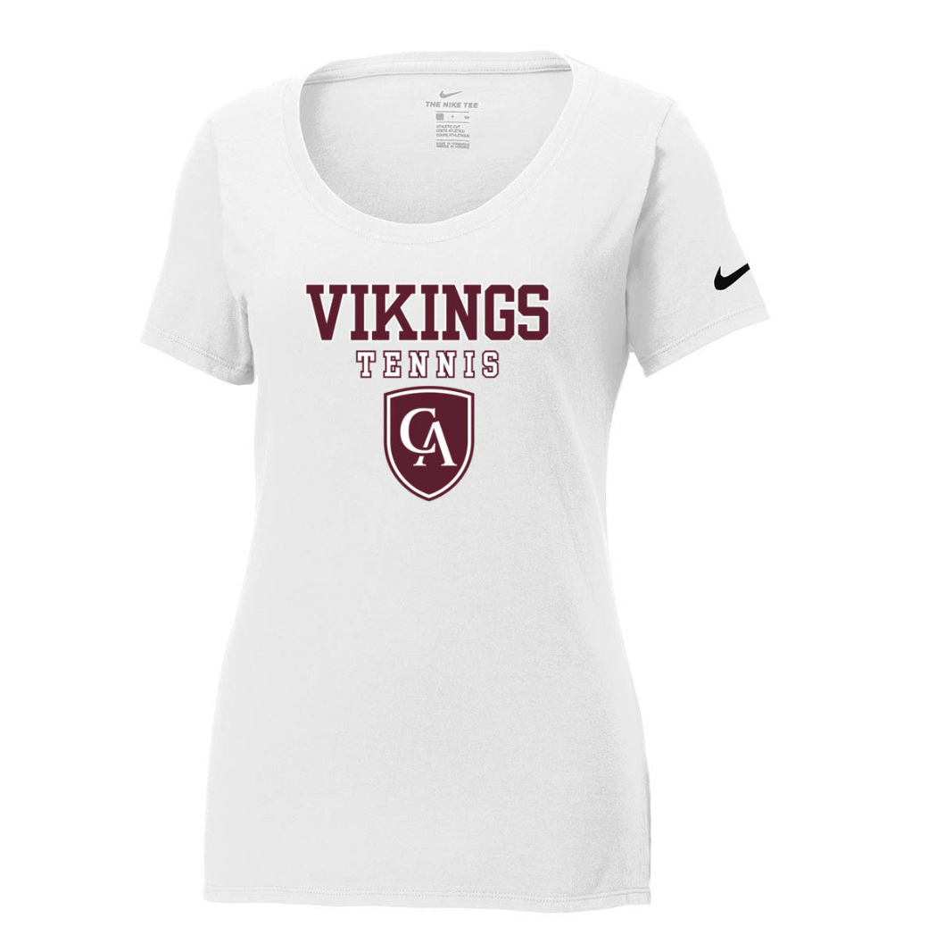 Women's Columbus Academy Vikings Tennis Graphic Nike Core Cotton Scoop Neck Tee