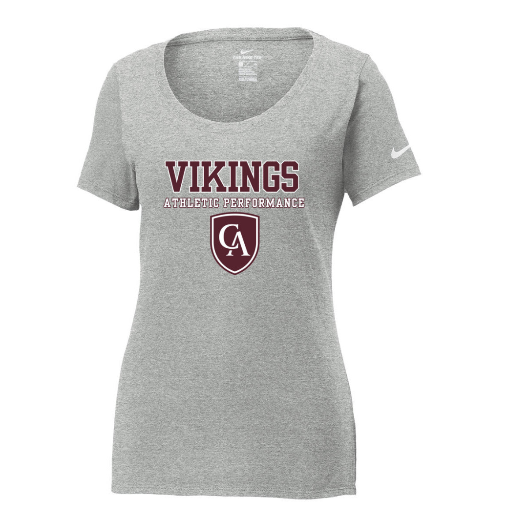 Women's Columbus Academy Vikings Athletic Performance Graphic Nike Core Cotton Scoop Neck Tee