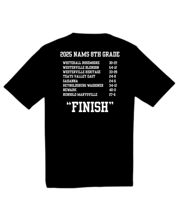 Adult Unisex Official NAMS 8th Grade Football Perfect Season Graphic Sport-Tek Performance Tee