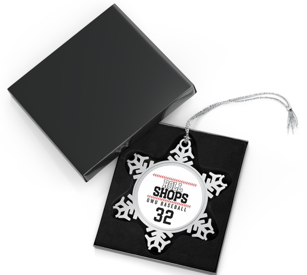 Customized Pewter Snowflake Ornament - OWU Bishops Baseball